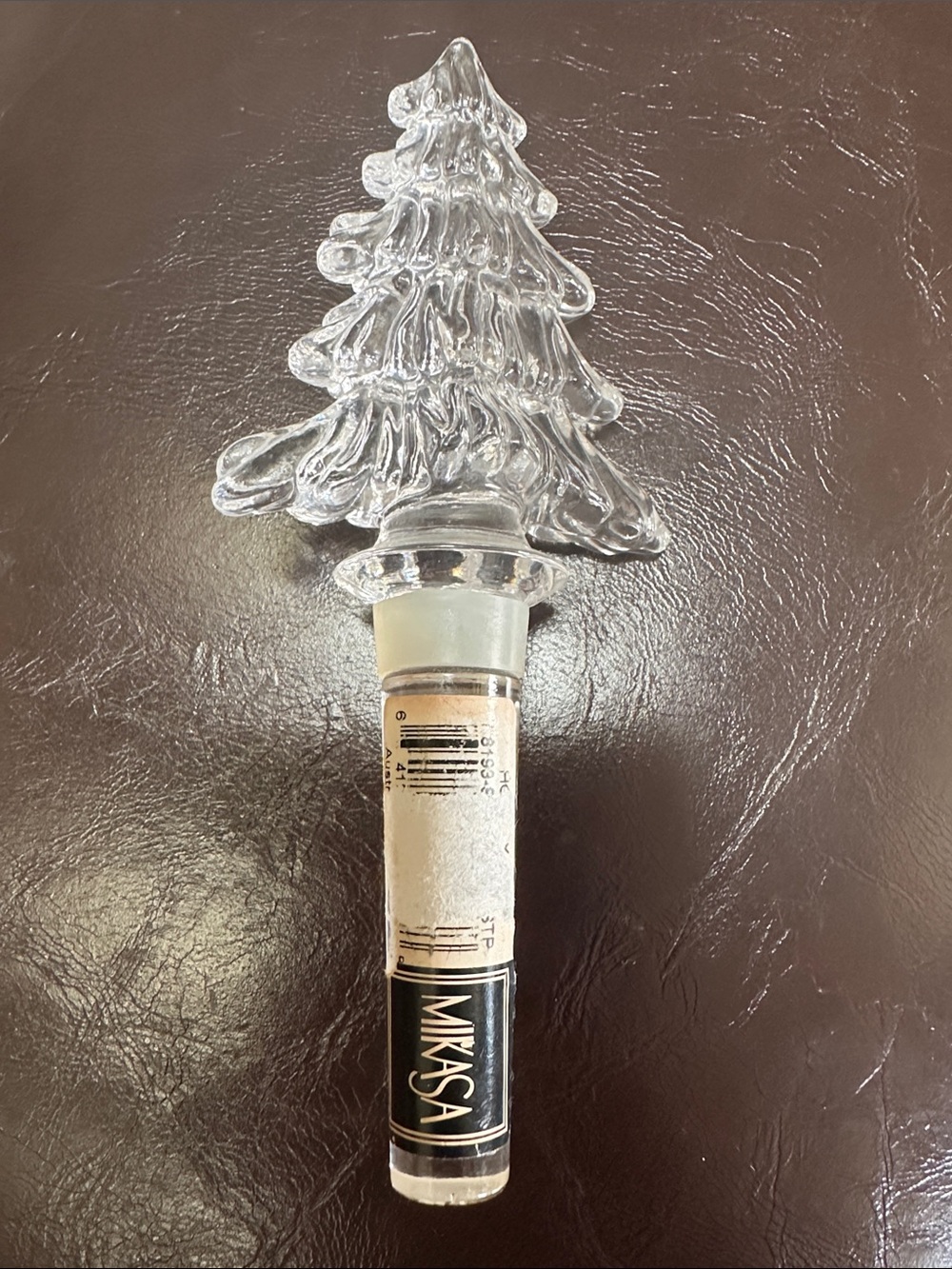 Mikasa Clear Glass Christmas Tree Bottle Stopper